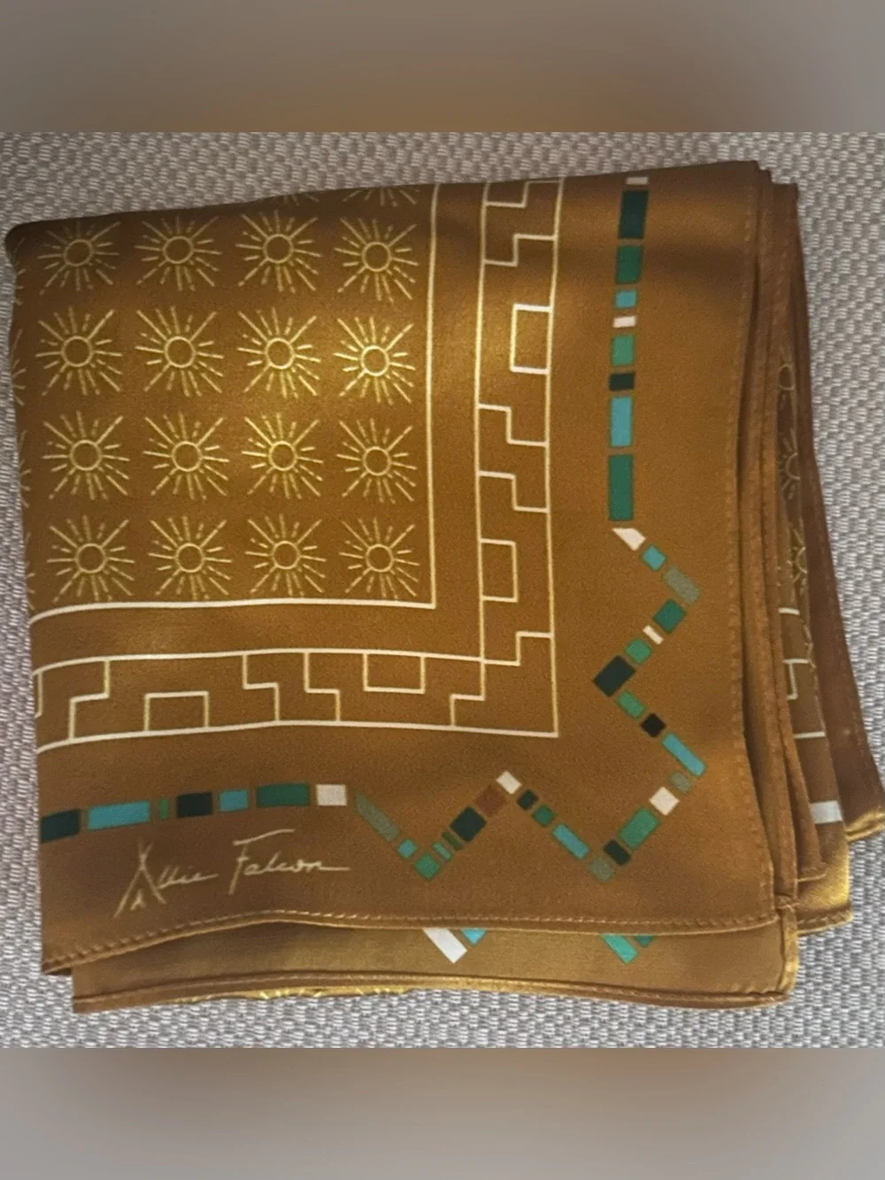 Southwestern -inspired Allie Falcon silk wild rag scarf!